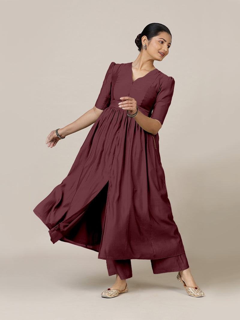 Faiza x Rozaana | A Line Kurta in Deep Maroon with Thread Work | Coords or Only Kurta-Binks