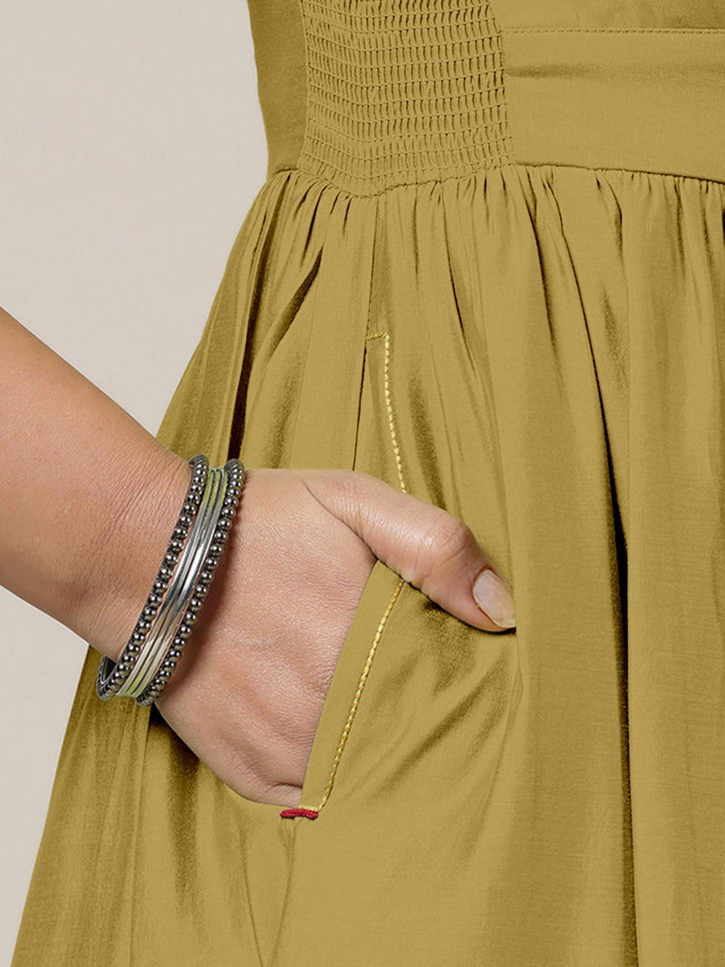 Faiza x Rozaana | A Line Kurta in Dijon Mustard with Thread Work | Coords or Only Kurta-Binks