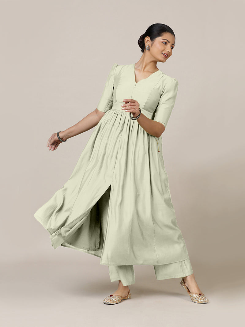 Faiza x Rozaana | A Line Kurta in Ivory with Thread Work | Coords or Only Kurta-Binks