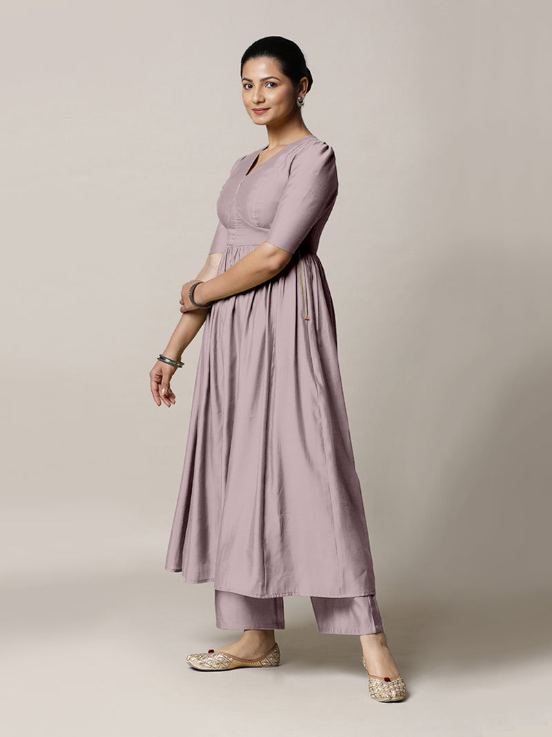 Faiza x Rozaana | A Line Kurta in Lilac with Thread Work | Coords or Only Kurta-Binks