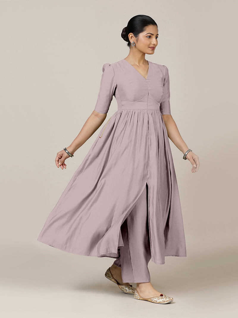 Faiza x Rozaana | A Line Kurta in Lilac with Thread Work | Coords or Only Kurta-Binks