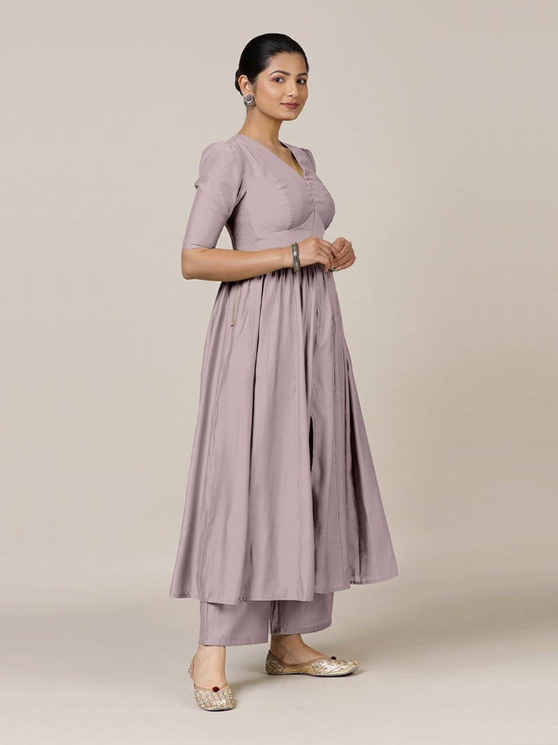 Faiza x Rozaana | A Line Kurta in Lilac with Thread Work | Coords or Only Kurta-Binks