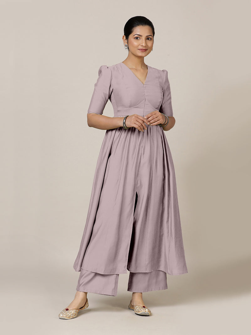 Faiza x Rozaana | A Line Kurta in Lilac with Thread Work | Coords or Only Kurta-Binks