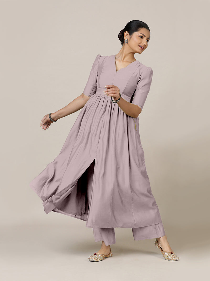 Faiza x Rozaana | A Line Kurta in Lilac with Thread Work | Coords or Only Kurta-Binks