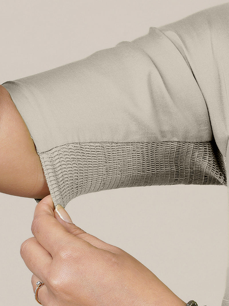 Faiza x Rozaana | A Line Kurta in Oyster Grey with Thread Work | Coords or Only Kurta-Binks