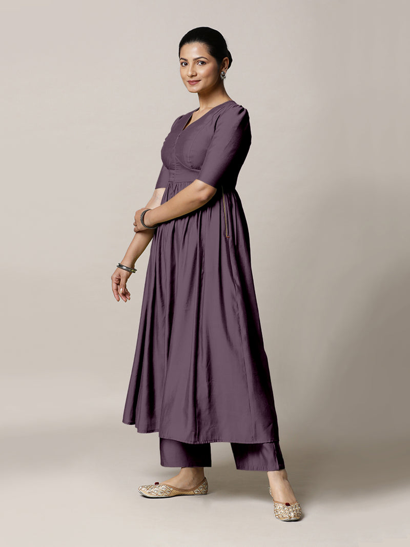 Faiza x Rozaana | A Line Kurta in Purple Mauve with Thread Work | Coords or Only Kurta-Binks