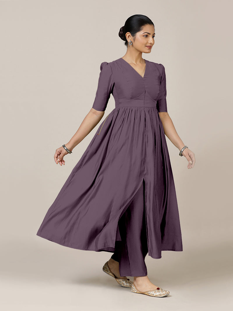 Faiza x Rozaana | A Line Kurta in Purple Mauve with Thread Work | Coords or Only Kurta-Binks
