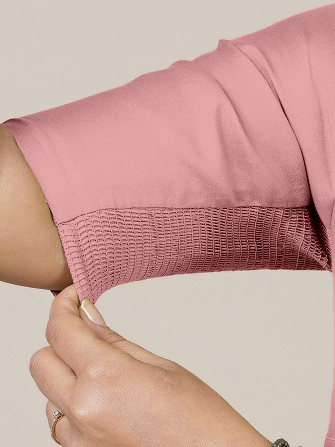 Faiza x Rozaana Kurta, in Pink Viscose, featuring elbow sleeves and v-neckline, made for daily & work (view 5).