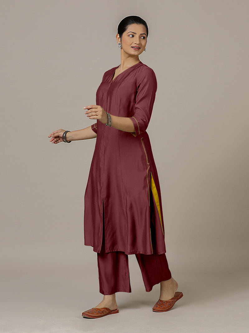 Mahek x Rozaana | A Line Kurta in Deep Maroon with Thread Work | Coords or Only Kurta-Binks