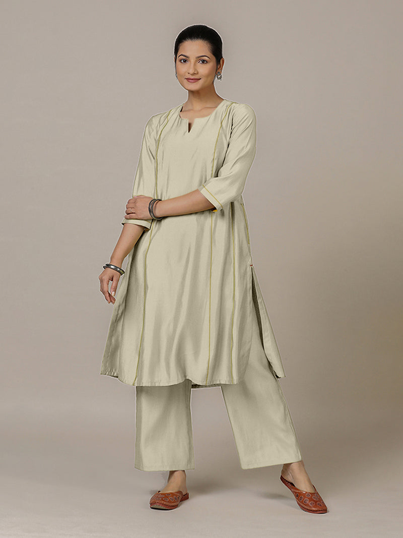 Mahi x Rozaana | A Line Kurta in Ivory with Thread Work | Coords or Only Kurta-Binks