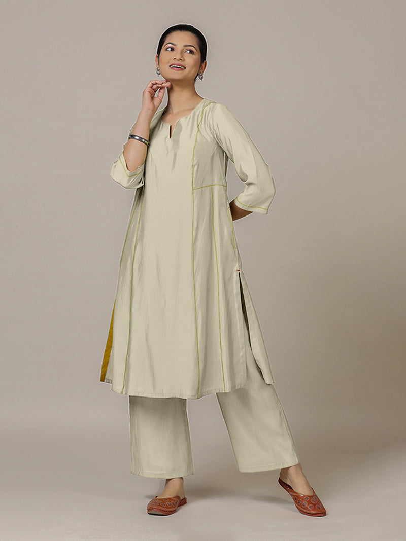Mahi x Rozaana | A Line Kurta in Ivory with Thread Work | Coords or Only Kurta-Binks