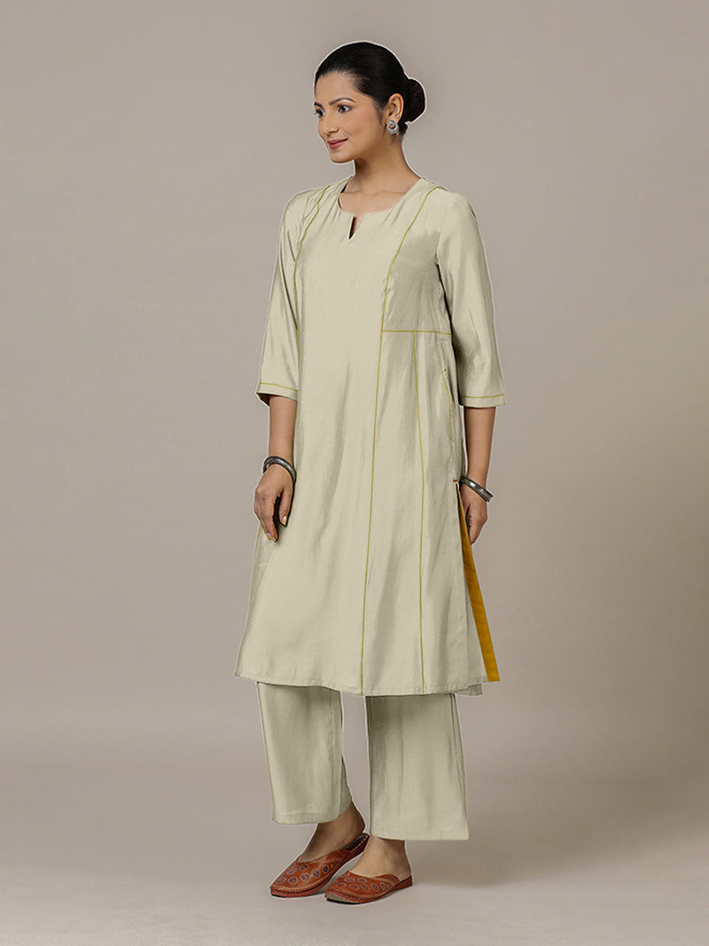 Mahi x Rozaana | A Line Kurta in Ivory with Thread Work | Coords or Only Kurta-Binks