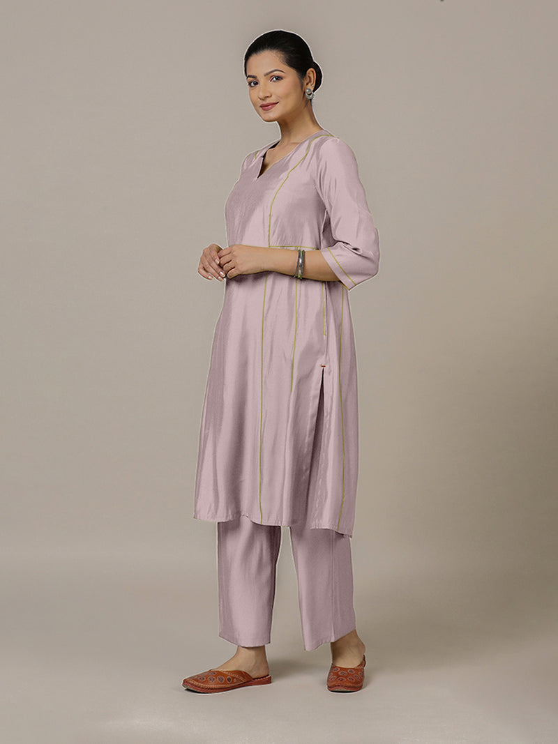 Mahi x Rozaana | A Line Kurta in Lilac with Thread Work | Coords or Only Kurta-Binks