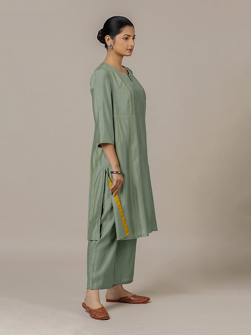 Mahi x Rozaana | A Line Kurta in Mint Green with Thread Work | Coords or Only Kurta-Binks
