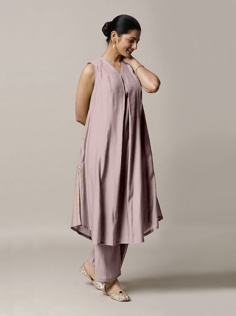 Mirha x Rozaana | A Line Kurta in Lilac with Thread Work | Coords or Only Kurta-Binks