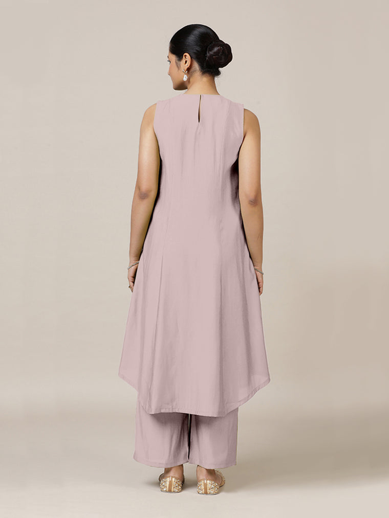 Mirha x Rozaana Kurta, in Purple Viscose, featuring sleeveless and v-neckline, made for daily & work (view 2).