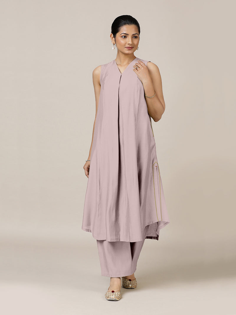Mirha x Rozaana | A Line Kurta in Lilac with Thread Work | Coords or Only Kurta-Binks