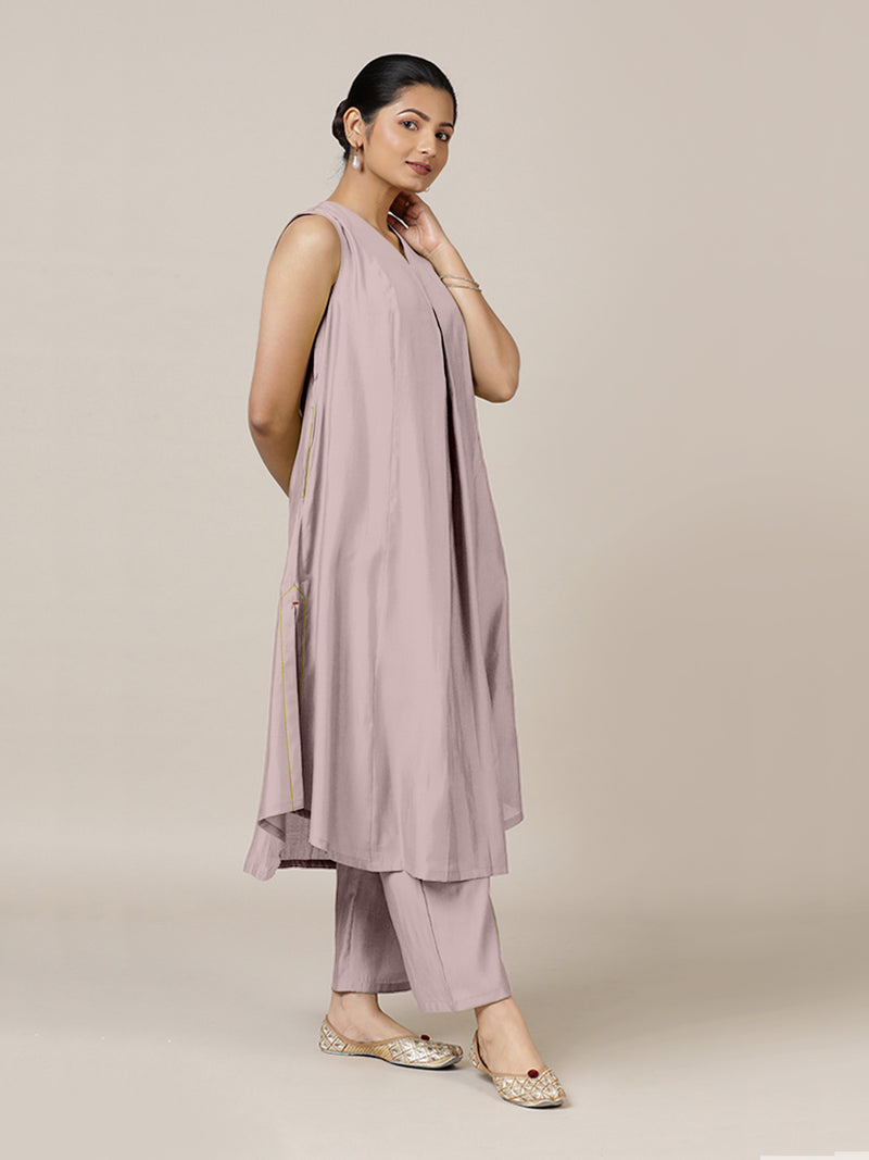 Mirha x Rozaana | A Line Kurta in Lilac with Thread Work | Coords or Only Kurta-Binks