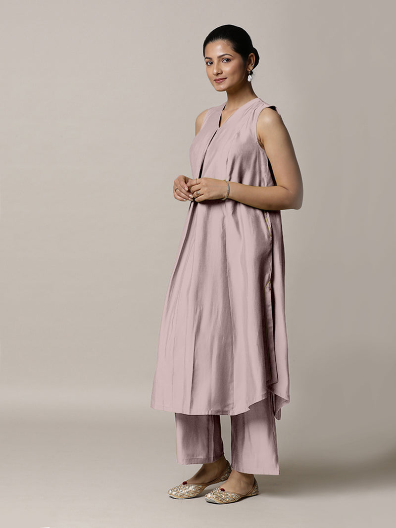 Mirha x Rozaana | A Line Kurta in Lilac with Thread Work | Coords or Only Kurta-Binks