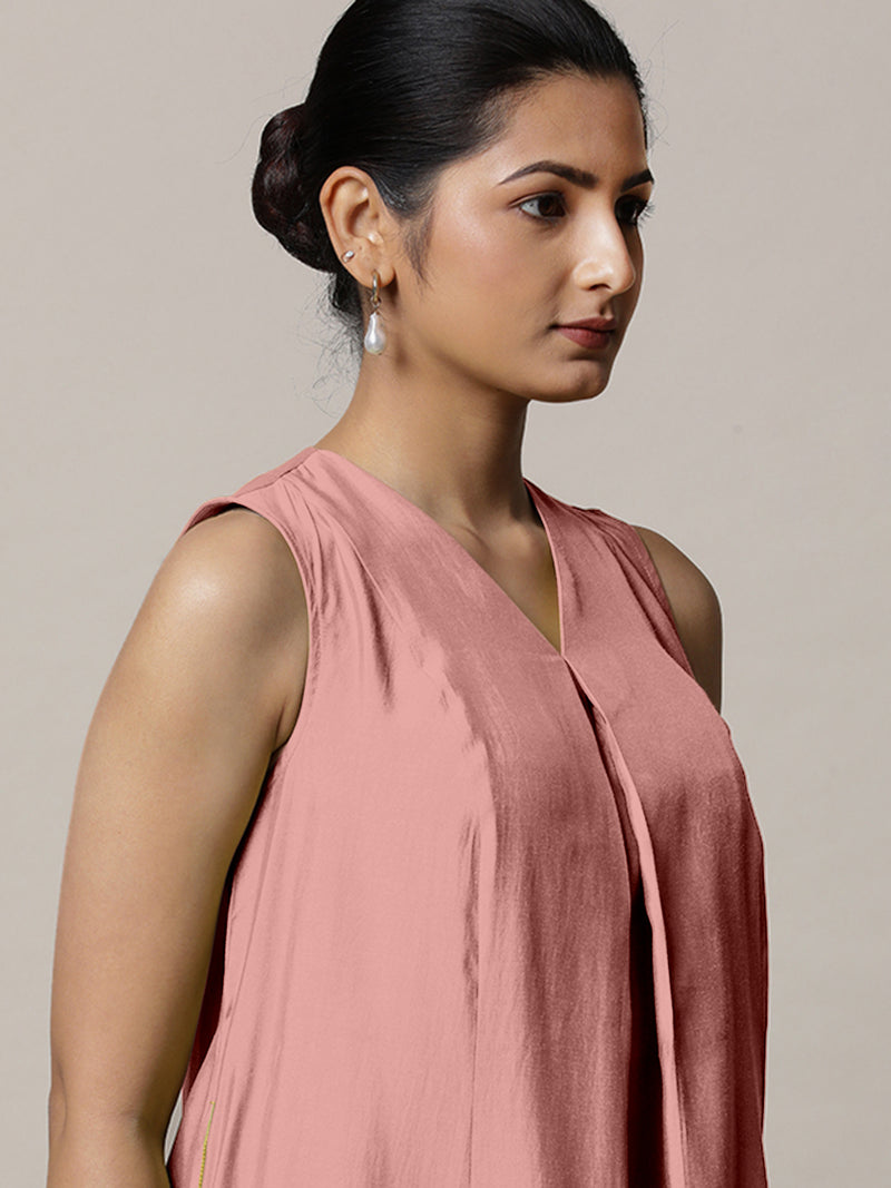 Mirha x Rozaana | A Line Kurta in Sea Pink with Thread Work | Coords or Only Kurta-Binks