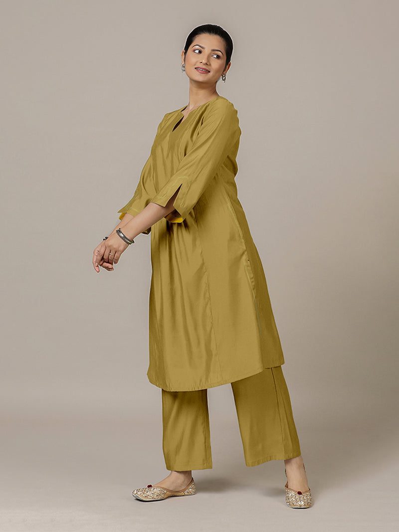Nimrat x Rozaana | A Line Kurta in Dijon Mustard with Thread Work | Coords or Only Kurta-Binks