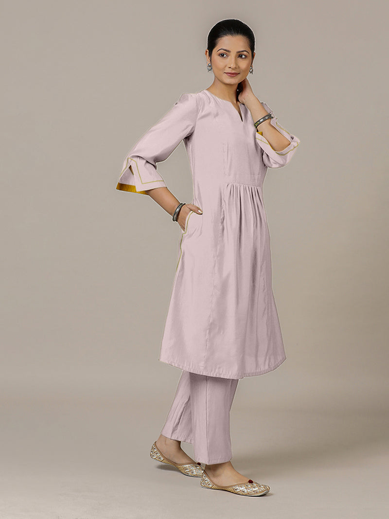 Nimrat x Rozaana | A Line Kurta in Lilac with Thread Work | Coords or Only Kurta-Binks
