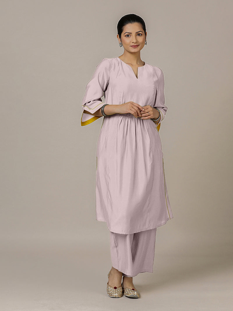 Nimrat x Rozaana | A Line Kurta in Lilac with Thread Work | Coords or Only Kurta-Binks