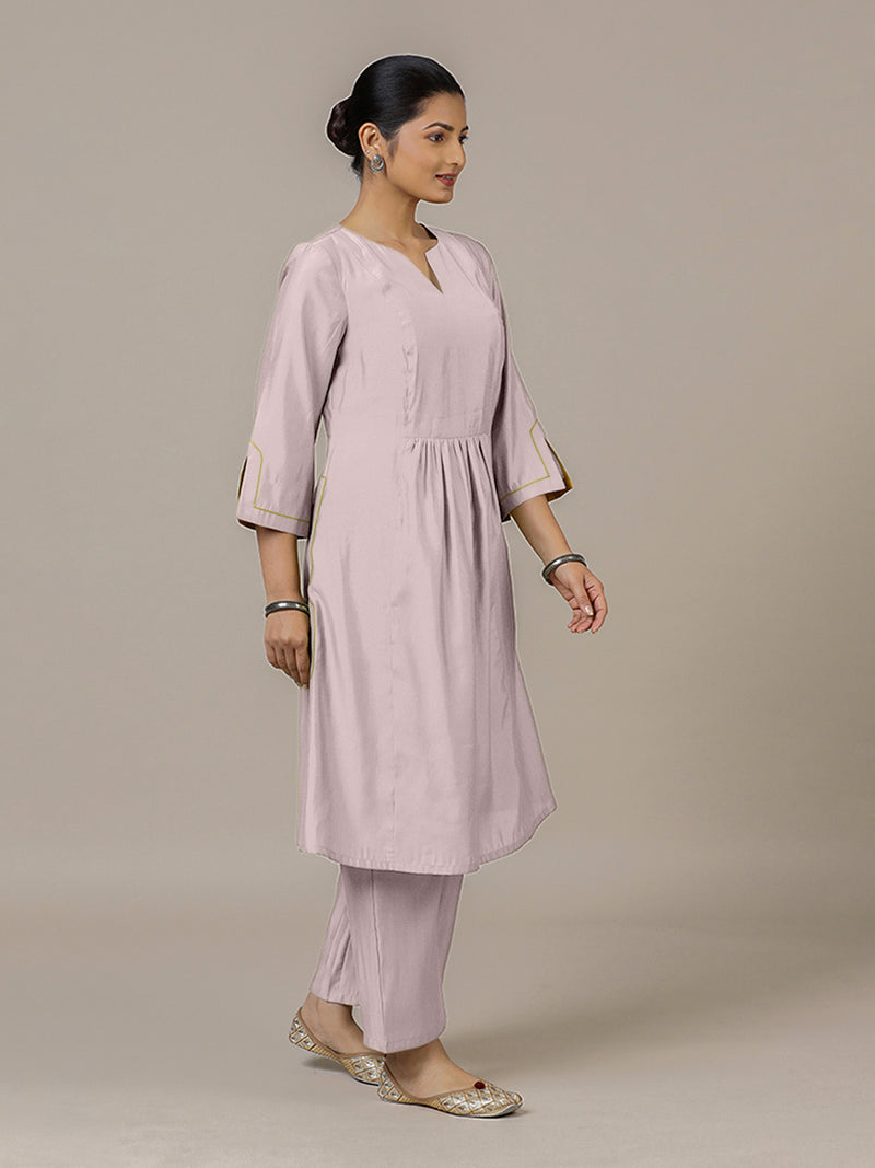 Nimrat x Rozaana | A Line Kurta in Lilac with Thread Work | Coords or Only Kurta-Binks