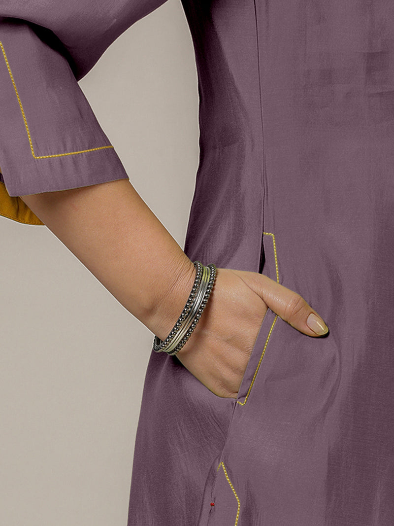 Nimrat x Rozaana | A Line Kurta in Purple Mauve with Thread Work | Coords or Only Kurta-Binks