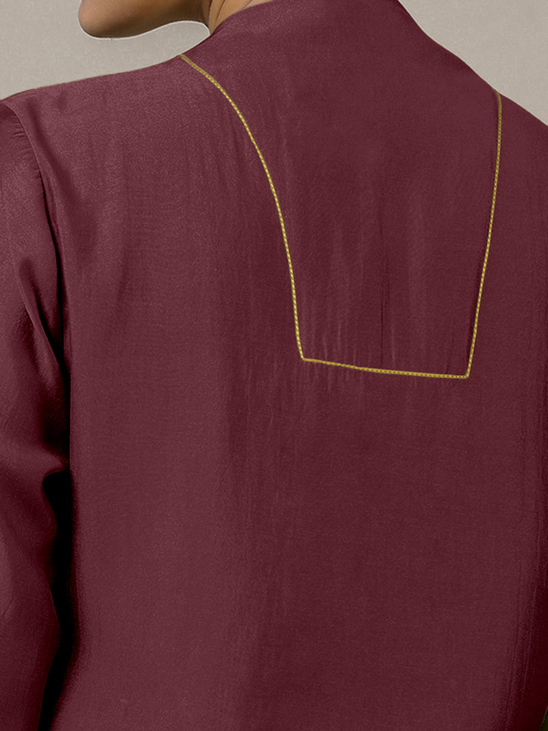 Paakhi x Rozaana | A Line Kurta in Deep Maroon with Thread Work | Coords or Only Kurta-Binks