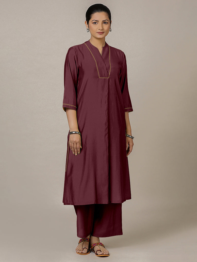 Paakhi x Rozaana | A Line Kurta in Deep Maroon with Thread Work | Coords or Only Kurta-Binks