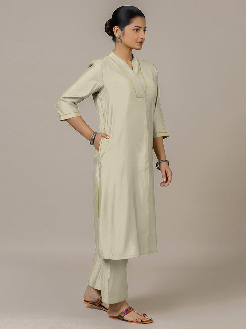 Paakhi x Rozaana | A Line Kurta in Ivory with Thread Work | Coords or Only Kurta-Binks