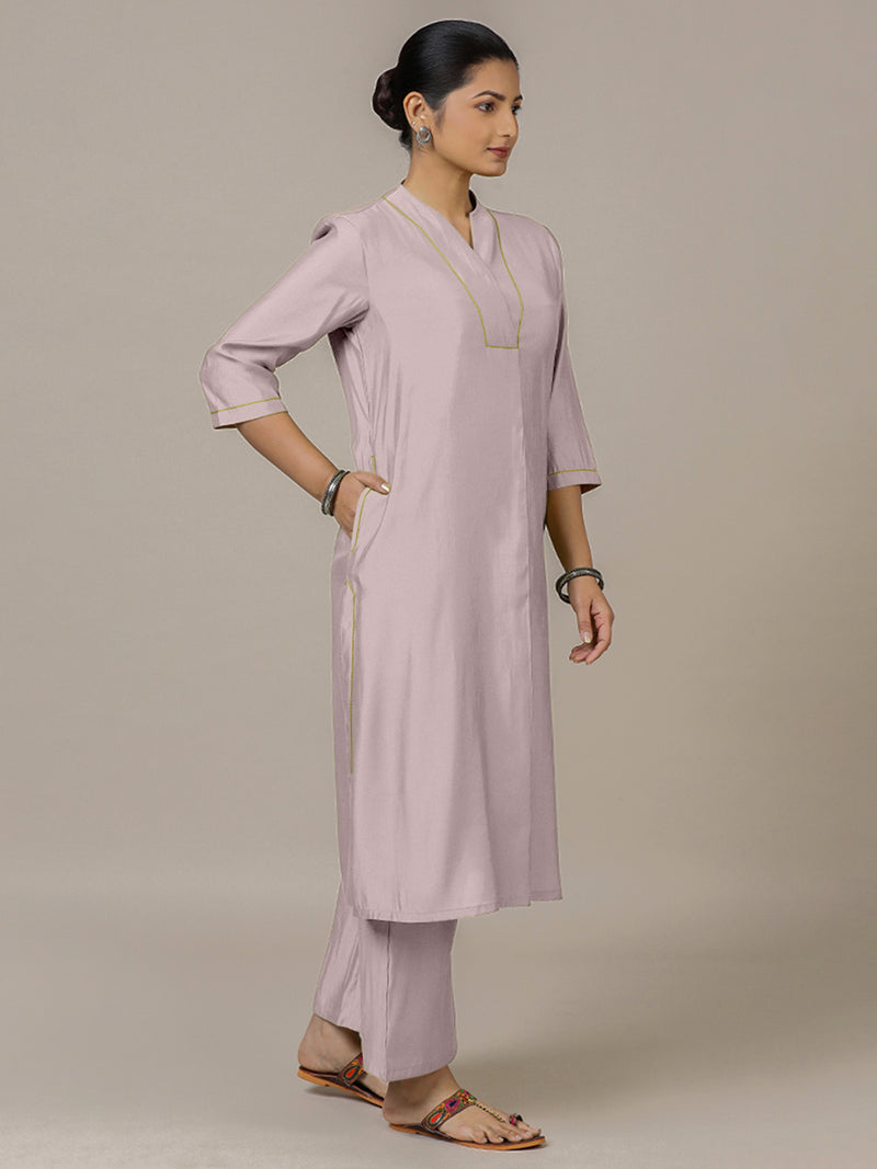 Paakhi x Rozaana | A Line Kurta in Lilac with Thread Work | Coords or Only Kurta-Binks