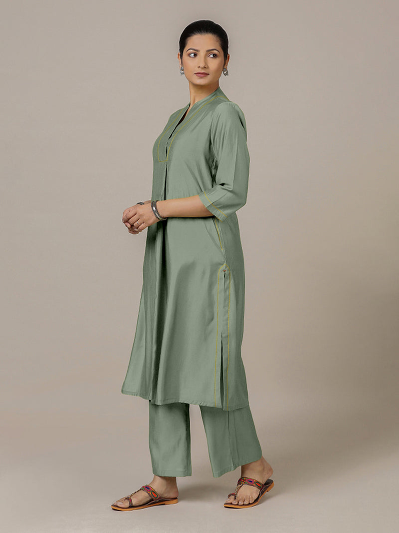 Paakhi x Rozaana | A Line Kurta in Mint Green with Thread Work | Coords or Only Kurta-Binks