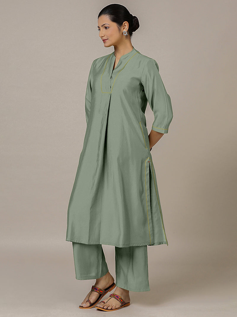 Paakhi x Rozaana | A Line Kurta in Mint Green with Thread Work | Coords or Only Kurta-Binks