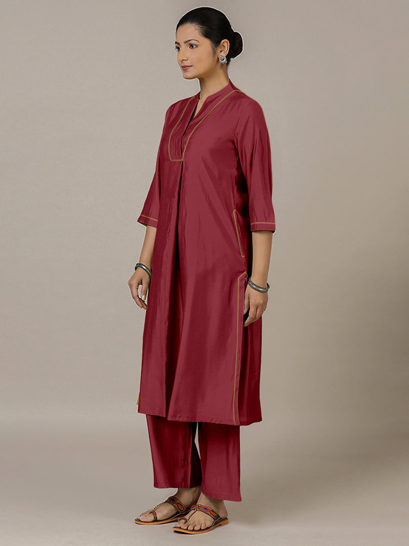 Paakhi x Rozaana | A Line Kurta in Scarlet Red with Thread Work | Coords or Only Kurta-Binks