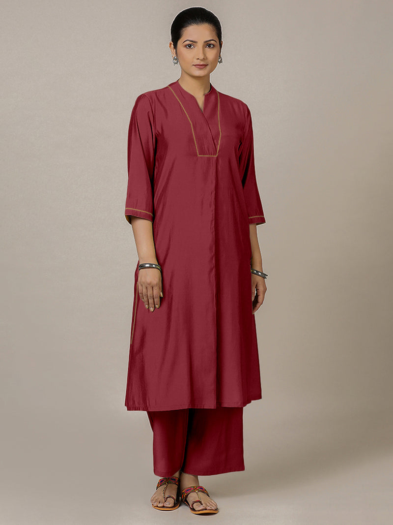 Paakhi x Rozaana | A Line Kurta in Scarlet Red with Thread Work | Coords or Only Kurta-Binks