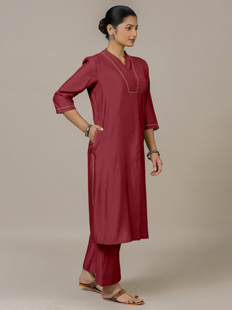 Paakhi x Rozaana | A Line Kurta in Scarlet Red with Thread Work | Coords or Only Kurta-Binks