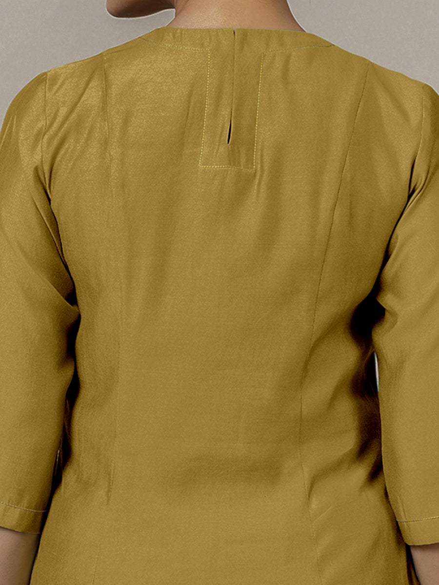 Piya x Rozaana Kurta, in Yellow Viscose, featuring three quarter sleeves and v-neckline, made for daily & work (view 4).