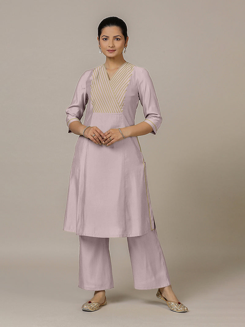 Piya x Rozaana | A Line Kurta in Lilac with Thread Work | Coords or Only Kurta-Binks
