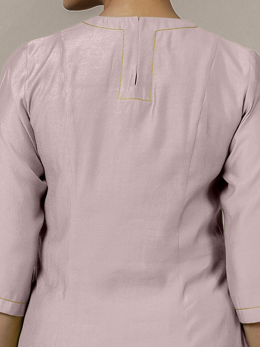 Piya x Rozaana Kurta, in Purple Viscose, featuring three quarter sleeves and v-neckline, made for daily & work (view 4).