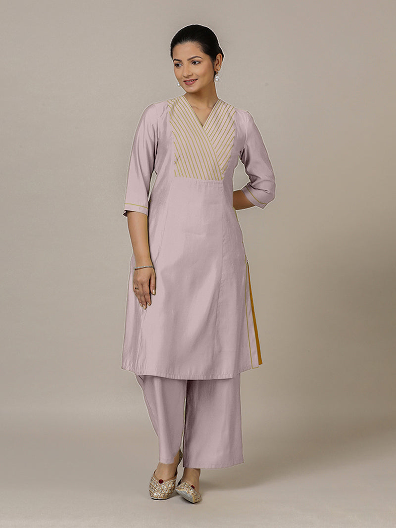Piya x Rozaana | A Line Kurta in Lilac with Thread Work | Coords or Only Kurta-Binks