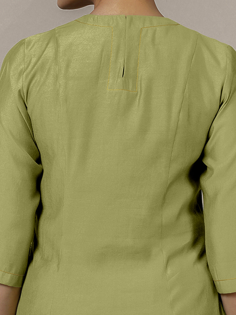 Piya x Rozaana | A Line Kurta in Pista Green with Thread Work | Coords or Only Kurta-Binks