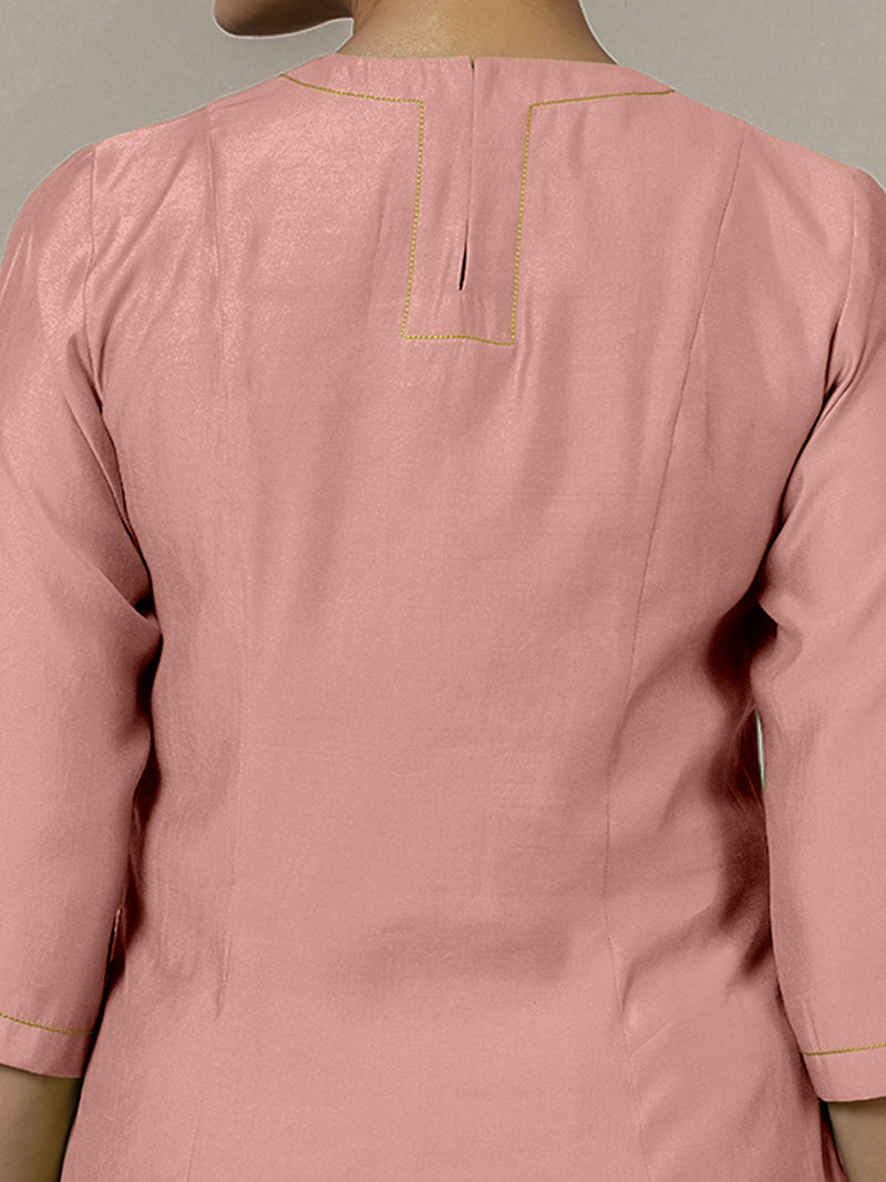 Piya x Rozaana | A Line Kurta in Sea Pink with Thread Work | Coords or Only Kurta-Binks