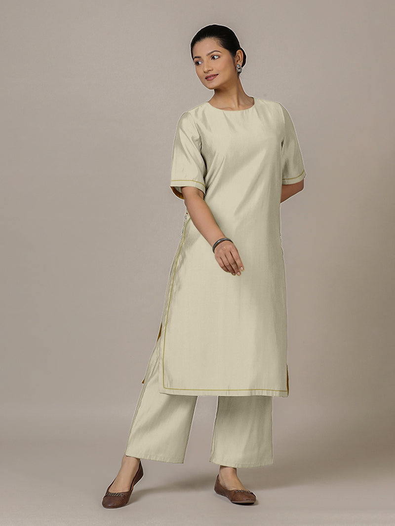 Riya x Rozaana | A Line Kurta in Ivory with Thread Work | Coords or Only Kurta-Binks