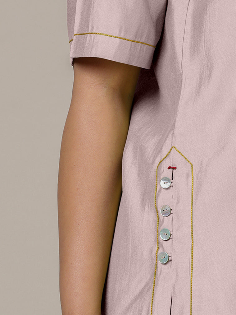 Riya x Rozaana Kurta, in Purple Viscose, featuring elbow sleeves and jewel neckline, made for daily & work (view 3).