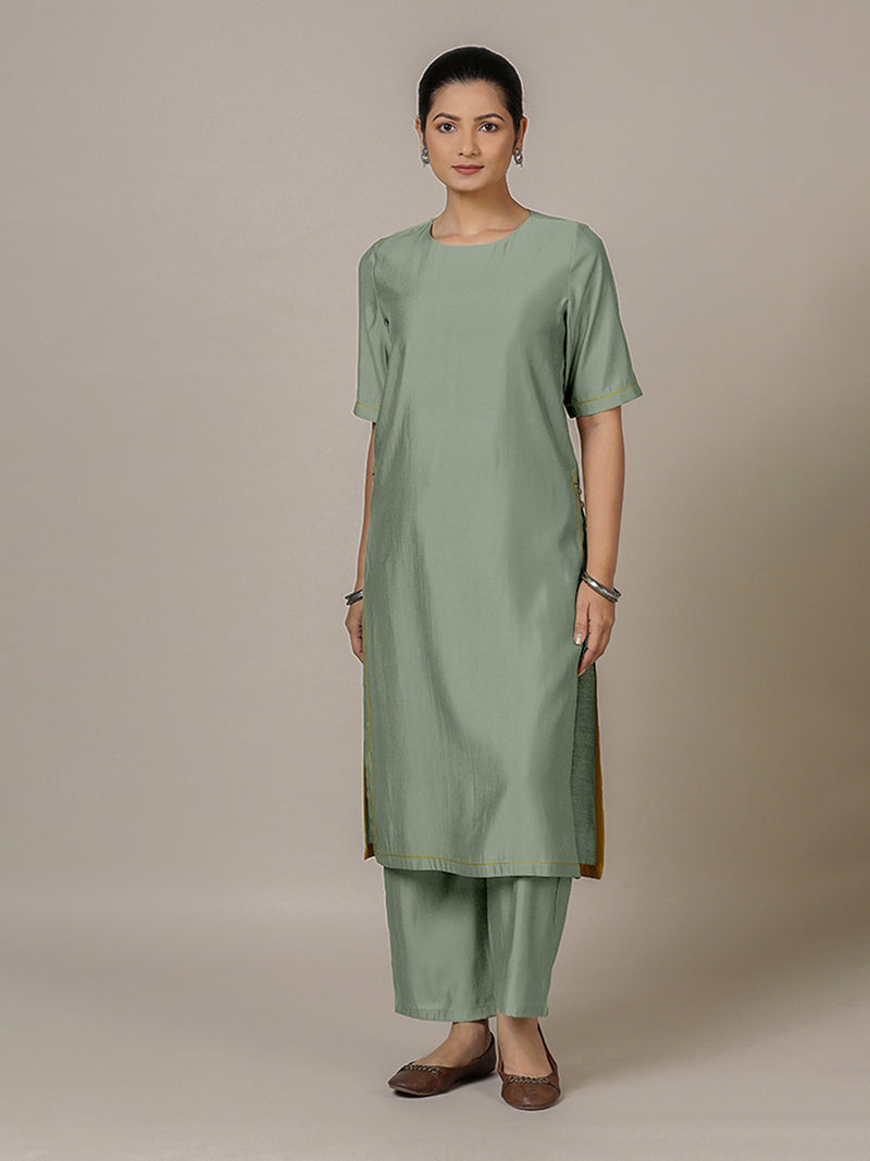 Riya x Rozaana | A Line Kurta in Mint Green with Thread Work | Coords or Only Kurta-Binks