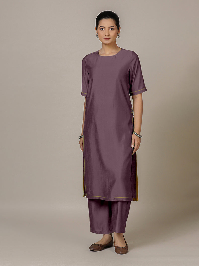 Riya x Rozaana | A Line Kurta in Purple Mauve with Thread Work | Coords or Only Kurta-Binks