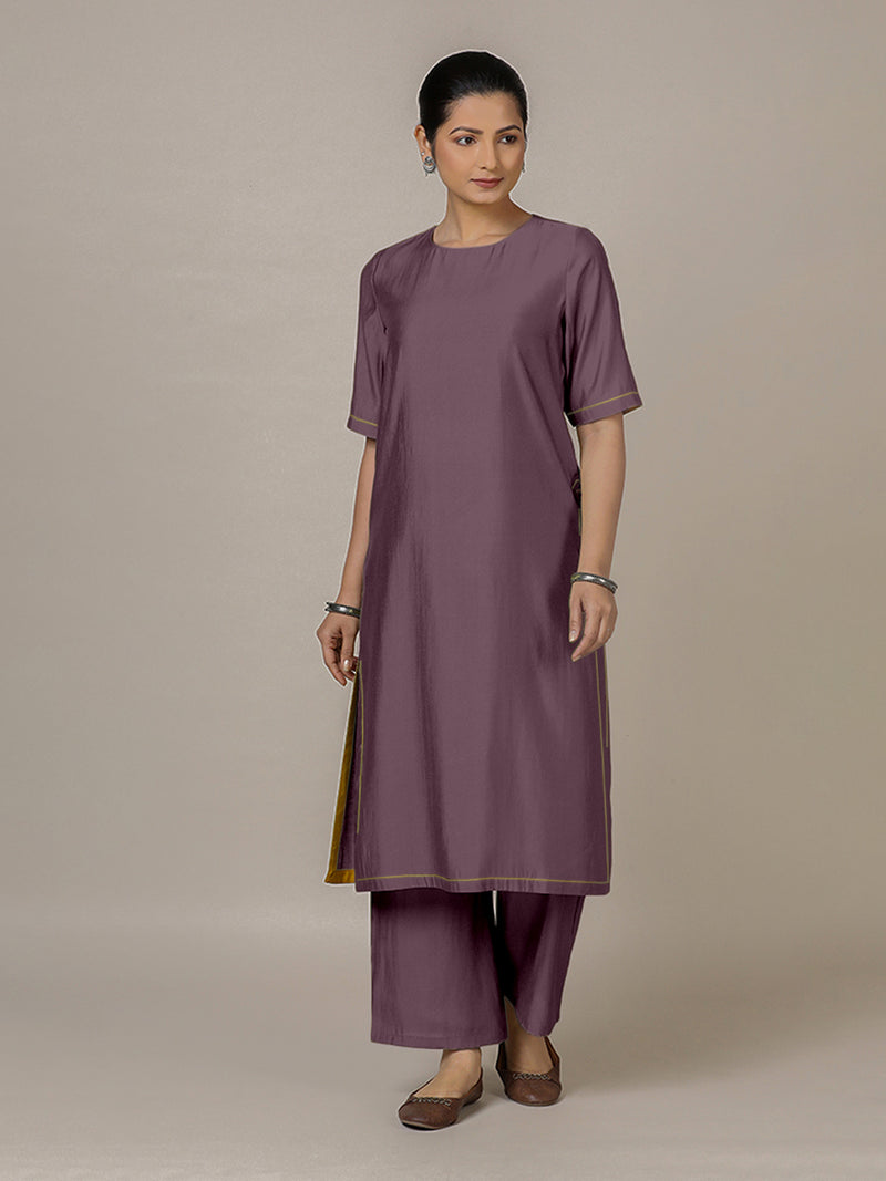Riya x Rozaana | A Line Kurta in Purple Mauve with Thread Work | Coords or Only Kurta-Binks