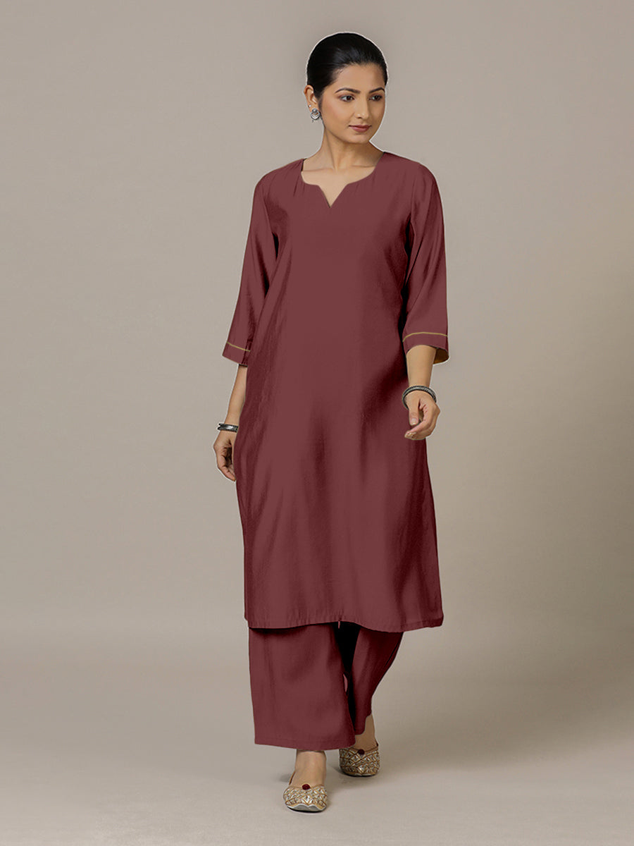 Sadaf x Rozaana | A Line Kurta in Deep Maroon with Thread Work | Coords or Only Kurta